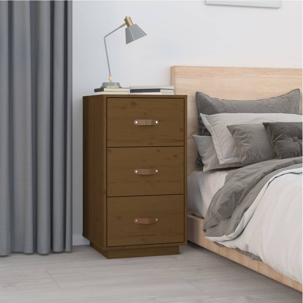 Â Comodino Ambrato 40x40x75 cm in Legno Massello di Pino