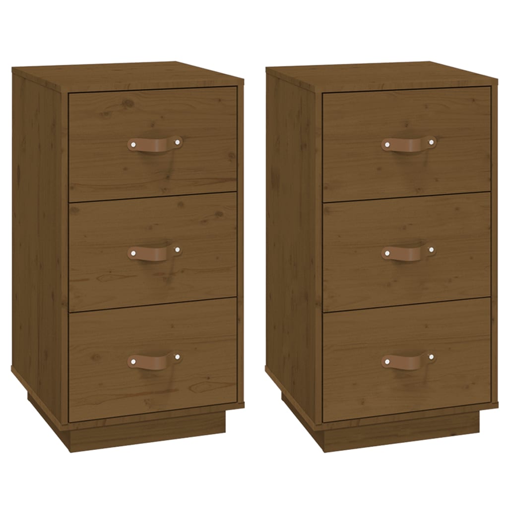 Â Comodini 2 pz Ambra 40x40x75 cm in Legno Massello di Pino