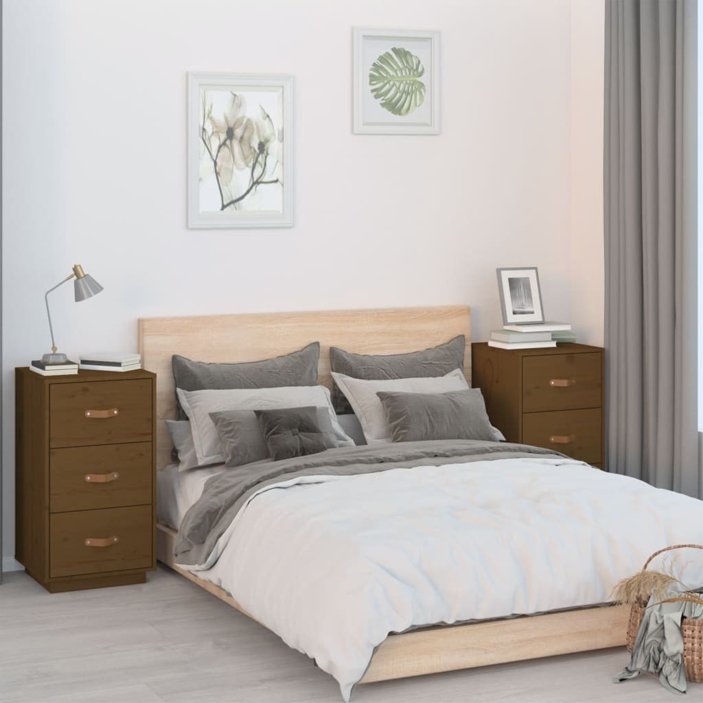 Â Comodini 2 pz Ambra 40x40x75 cm in Legno Massello di Pino