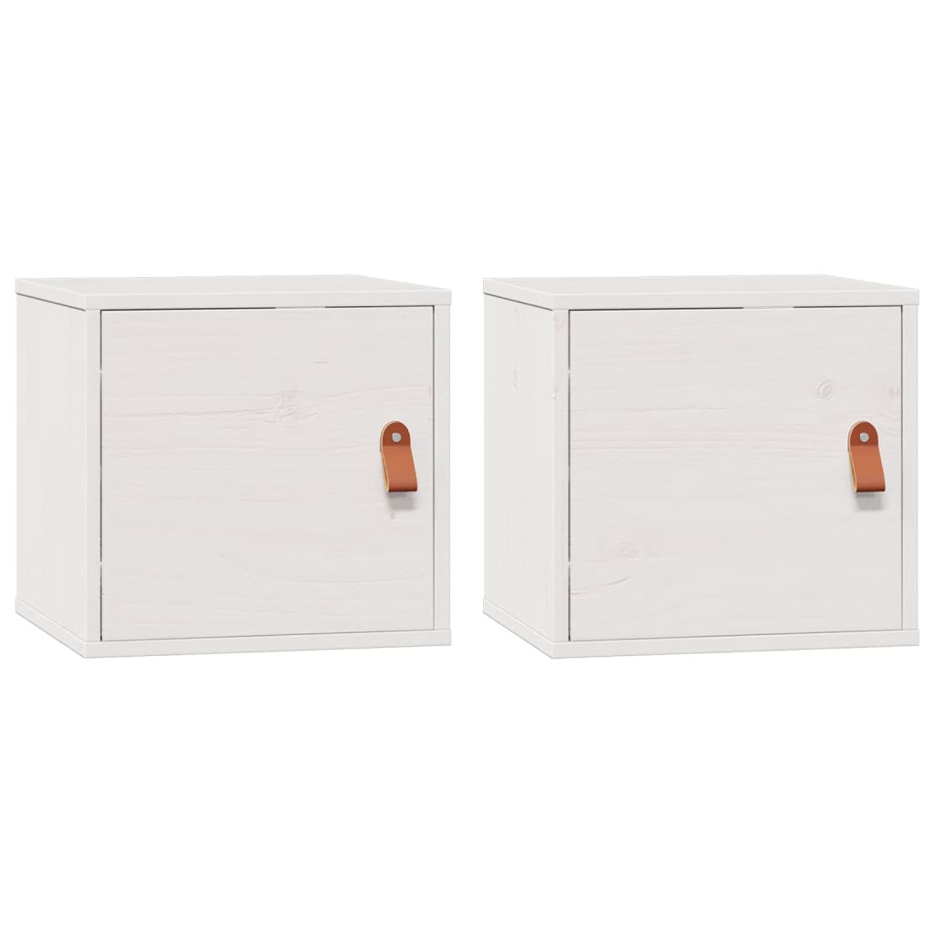 Pensili 2pz Bianchi 31,5x30x30 cm in Legno Massello di Pino