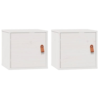 Pensili 2pz Bianchi 31,5x30x30 cm in Legno Massello di Pino