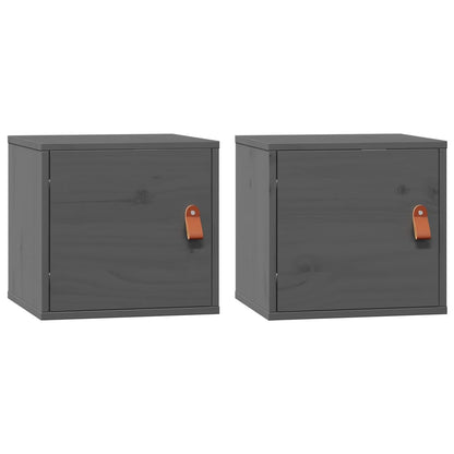 Pensili 2pz Grigi 31,5x30x30 cm in Legno Massello di Pino