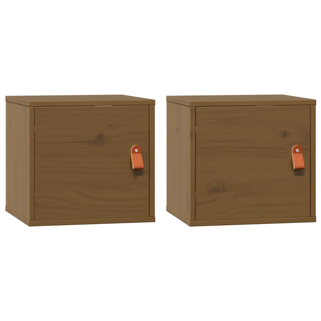 Pensili 2pz Marrone Ambra31,5x30x30cm in Legno Massello di Pino