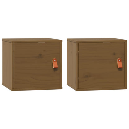 Pensili 2pz Marrone Ambra31,5x30x30cm in Legno Massello di Pino
