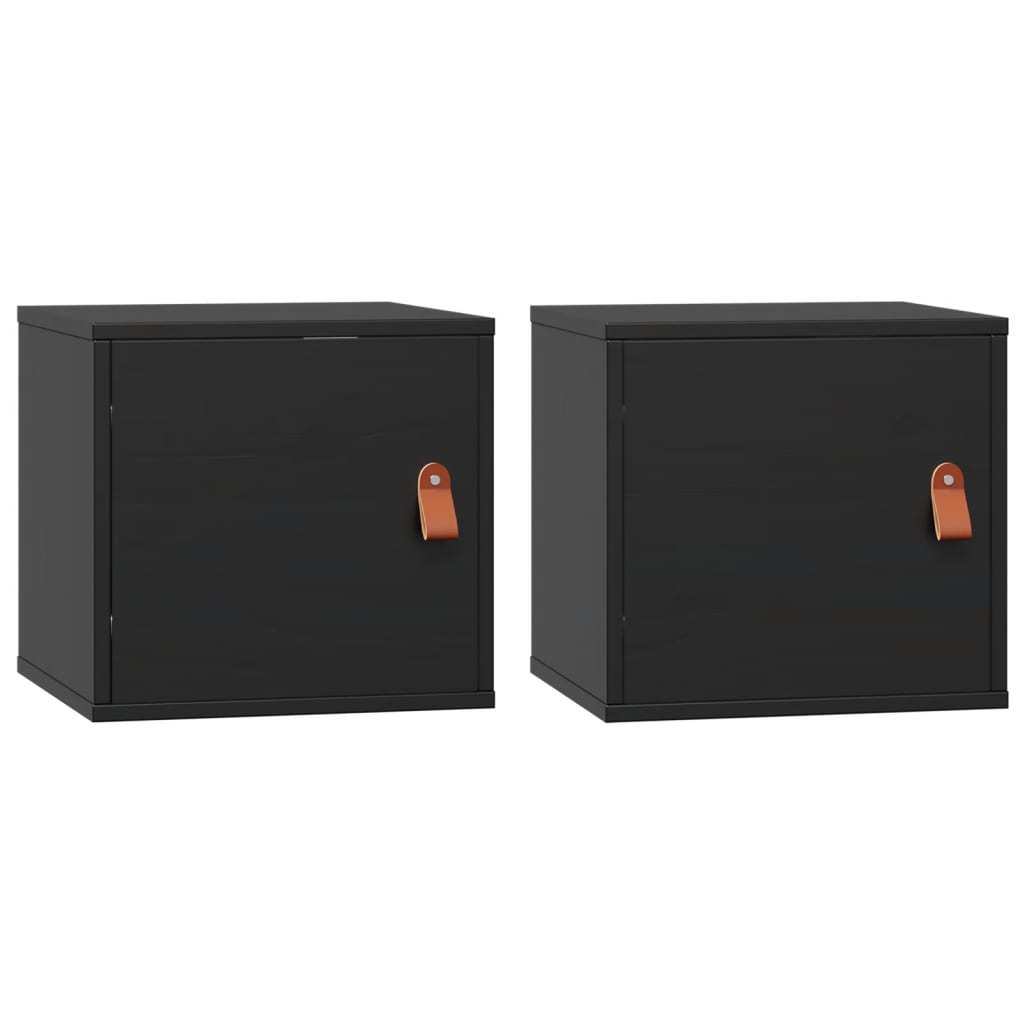Pensili 2pz Neri 31,5x30x30 cm in Legno Massello di Pino