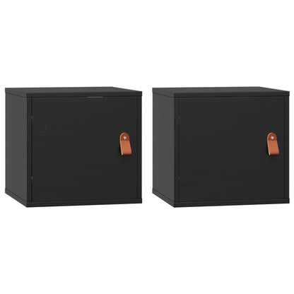 Pensili 2pz Neri 31,5x30x30 cm in Legno Massello di Pino