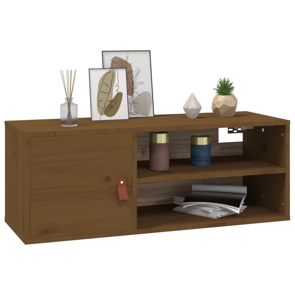 Pensili 2 pz Marrone ambra 80x30x30cm in Legno Massello di Pino
