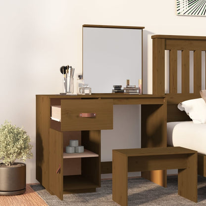 Toeletta Marrone Ambrato 95x50x134 cm in Legno Massello di Pino