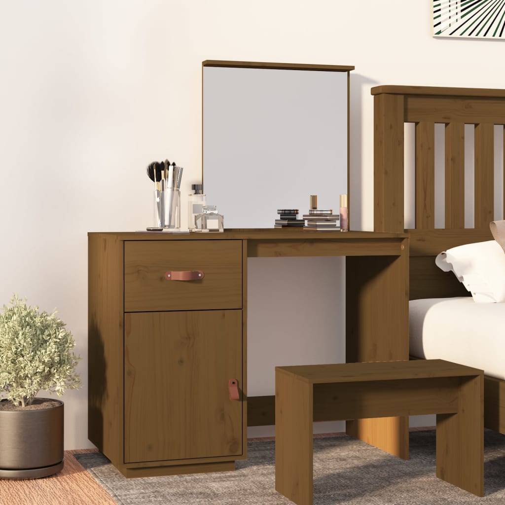 Toeletta Marrone Ambrato 95x50x134 cm in Legno Massello di Pino
