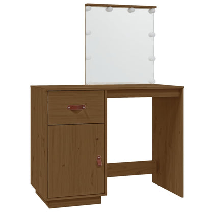 Toeletta con LED ambra 95x50x133,5cm in Legno Massello di Pino