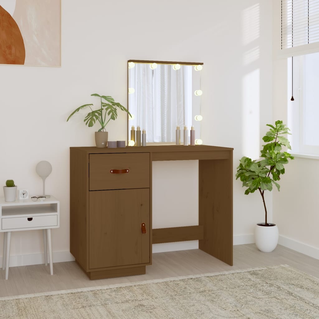 Toeletta con LED ambra 95x50x133,5cm in Legno Massello di Pino