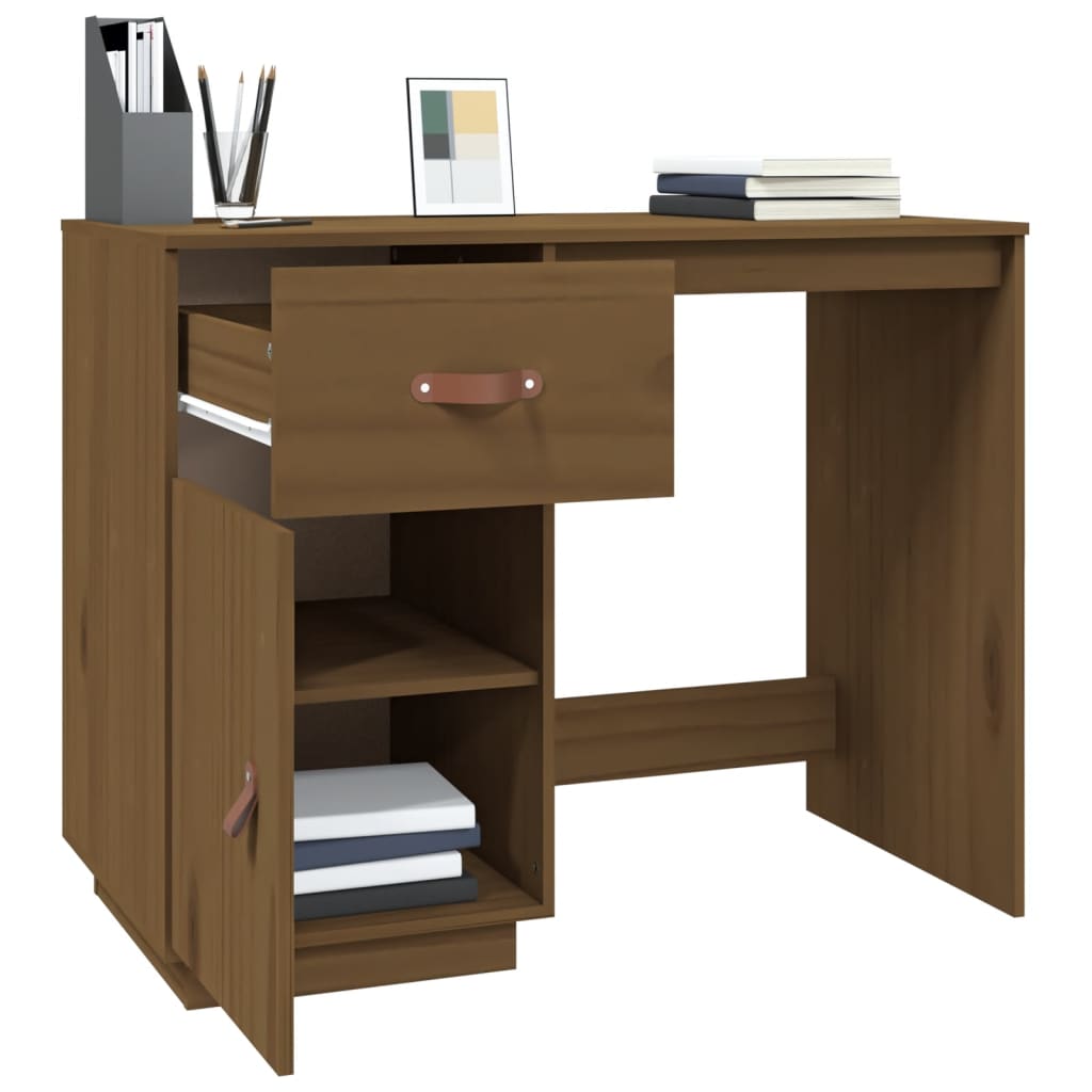 Scrivania Marrone Ambra 95x50x75 cm in Legno Massello di Pino
