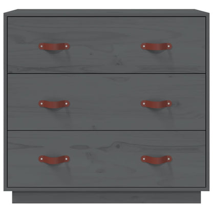 Credenza Grigia 80x40x75 cm in Legno Massello di Pino