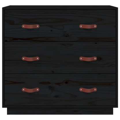 Credenza Nera 80x40x75 cm in Legno Massello di Pino