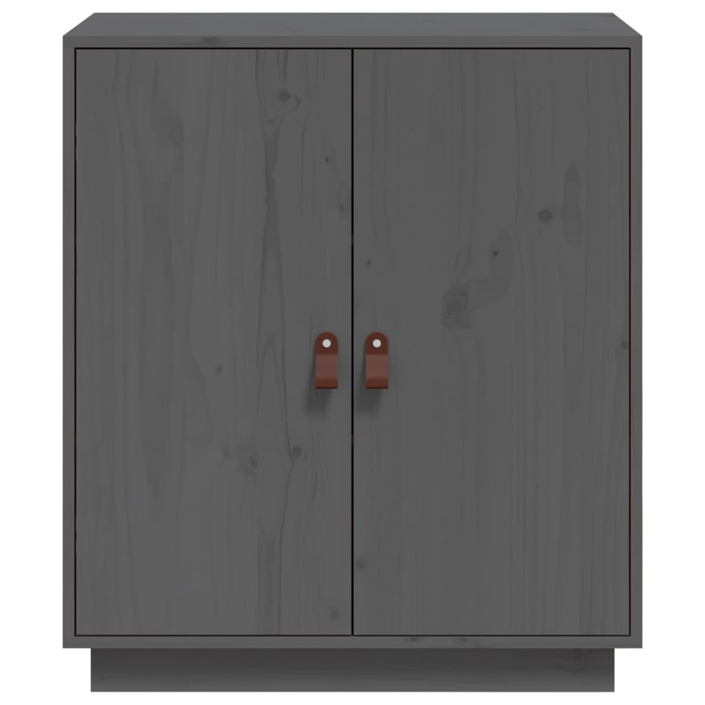 Credenza Grigia 65,5x40x75 cm in Legno Massello di Pino