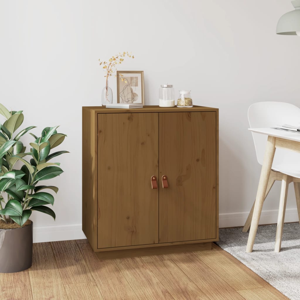 Credenza Marrone Ambrato 65,5x40x75cm in Legno Massello di Pino
