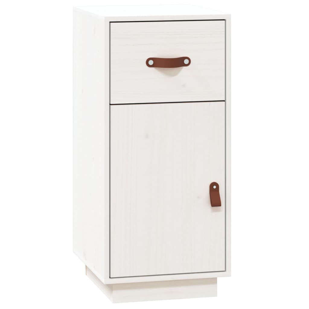 Credenza Bianca 34x40x75 cm in Legno Massello di Pino