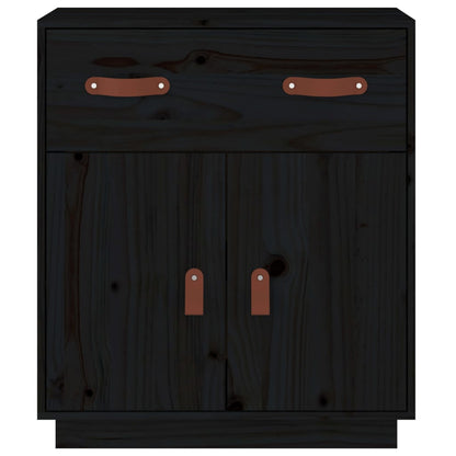 Credenza Nera 65,5x40x75 cm in Legno Massello di Pino