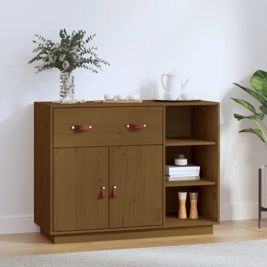 Credenza Marrone Ambra 98,5x40x75 cm in Legno Massello di Pino