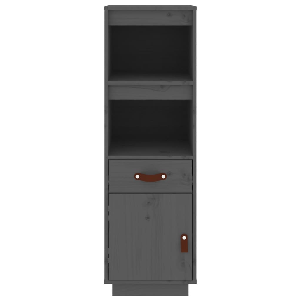 Credenza Grigia 34x40x108,5 cm in Legno Massello di Pino
