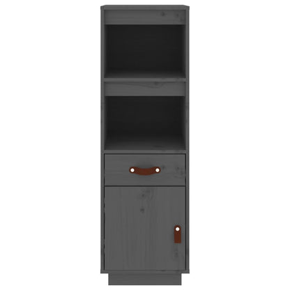 Credenza Grigia 34x40x108,5 cm in Legno Massello di Pino