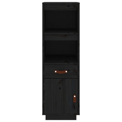 Credenza Nera 34x40x108,5 cm in Legno Massello di Pino