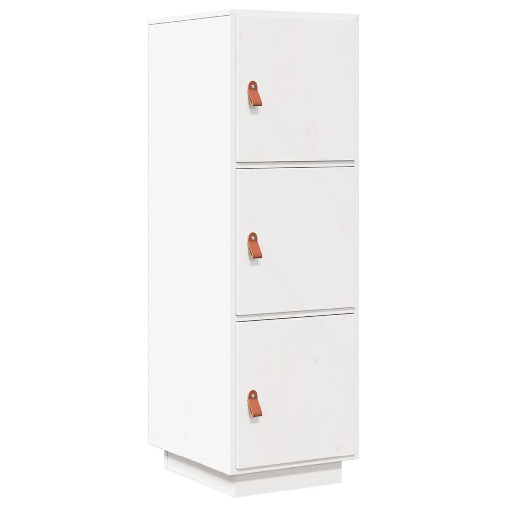 Credenza Bianca 34x40x108,5 cm in Legno Massello di Pino