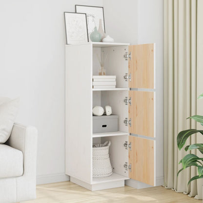 Credenza Bianca 34x40x108,5 cm in Legno Massello di Pino