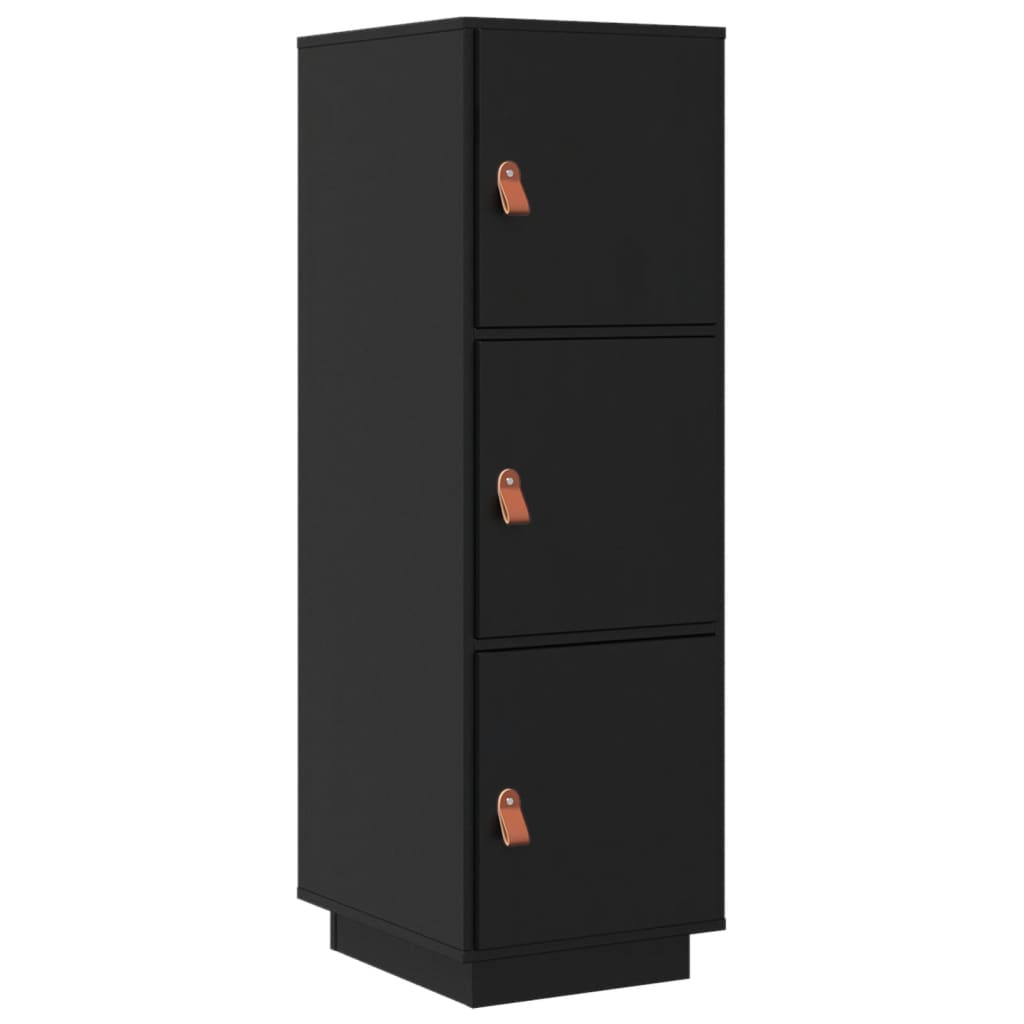Credenza Nera 34x40x108,5 cm in Legno Massello di Pino