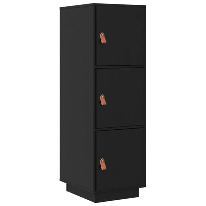 Credenza Nera 34x40x108,5 cm in Legno Massello di Pino