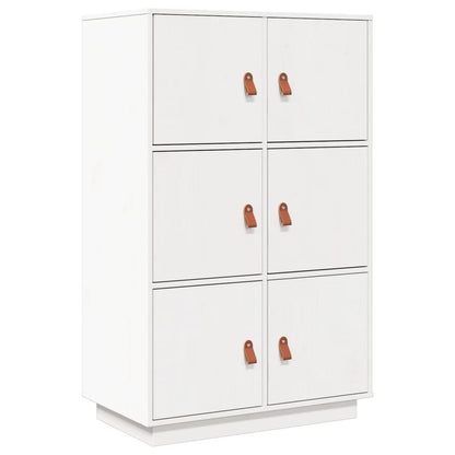 Credenza Bianca 67x40x108,5 cm in Legno Massello di Pino