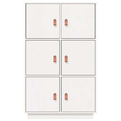 Credenza Bianca 67x40x108,5 cm in Legno Massello di Pino
