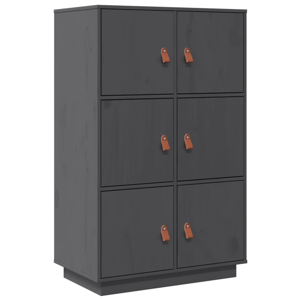 Credenza Grigia 67x40x108,5 cm in Legno Massello di Pino