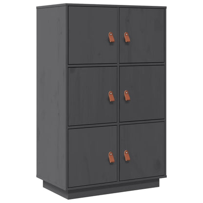 Credenza Grigia 67x40x108,5 cm in Legno Massello di Pino