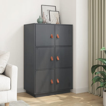 Credenza Grigia 67x40x108,5 cm in Legno Massello di Pino