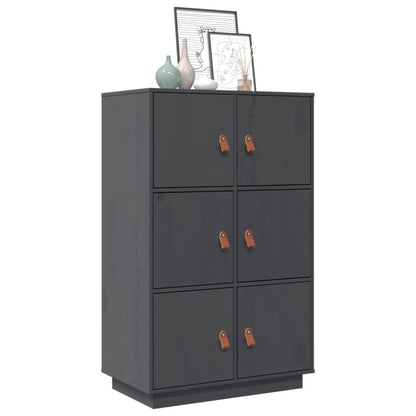 Credenza Grigia 67x40x108,5 cm in Legno Massello di Pino