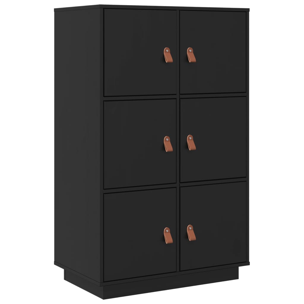 Credenza Nera 67x40x108,5 cm in Legno Massello di Pino