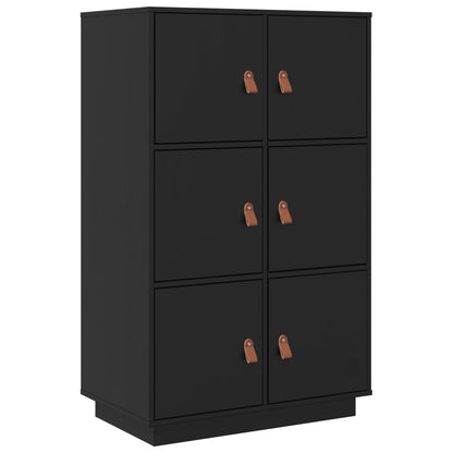 Credenza Nera 67x40x108,5 cm in Legno Massello di Pino