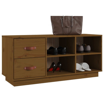 Scarpiera Ambrata 100x34x45 cm in Legno Massello di Pino