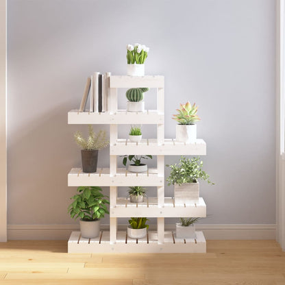 Supporto per Piante Bianco 85x25x109,5cm Legno Massello di Pino