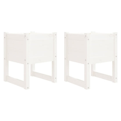 Fioriere 2 pz Bianche 40x40x52,5 cm in Legno Massello di Pino