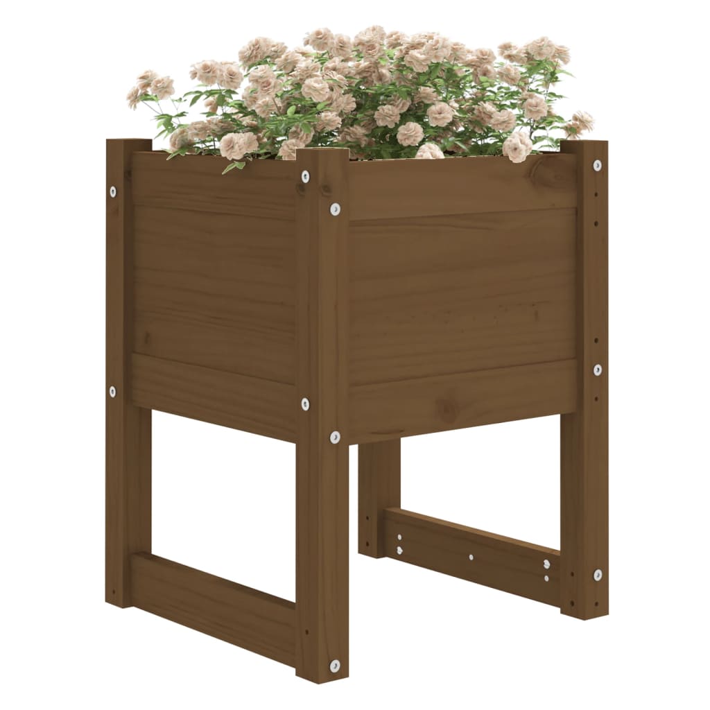 Fioriera Marrone Ambra 40x40x52,5 cm in Legno Massello di Pino