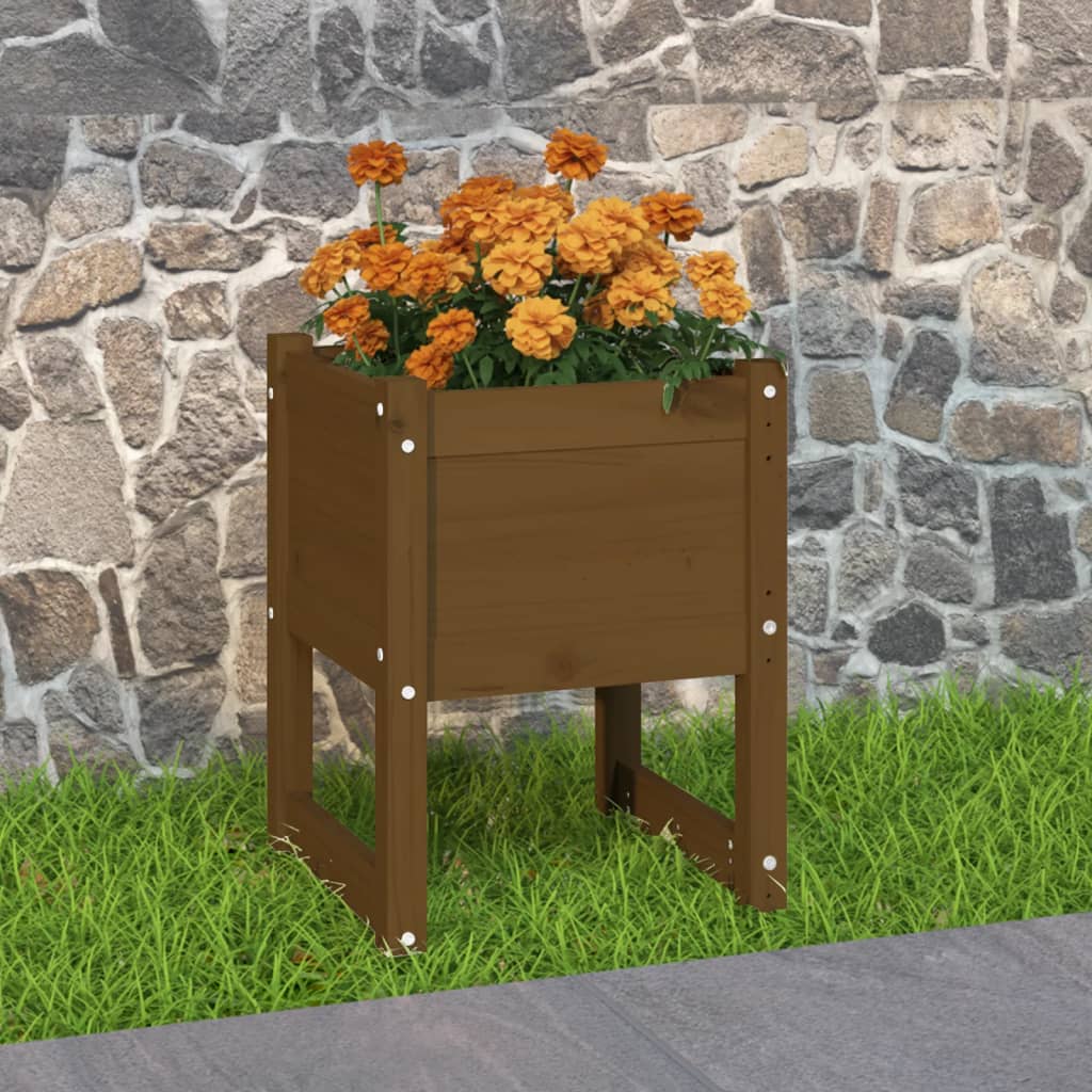 Fioriera Marrone Ambra 40x40x52,5 cm in Legno Massello di Pino