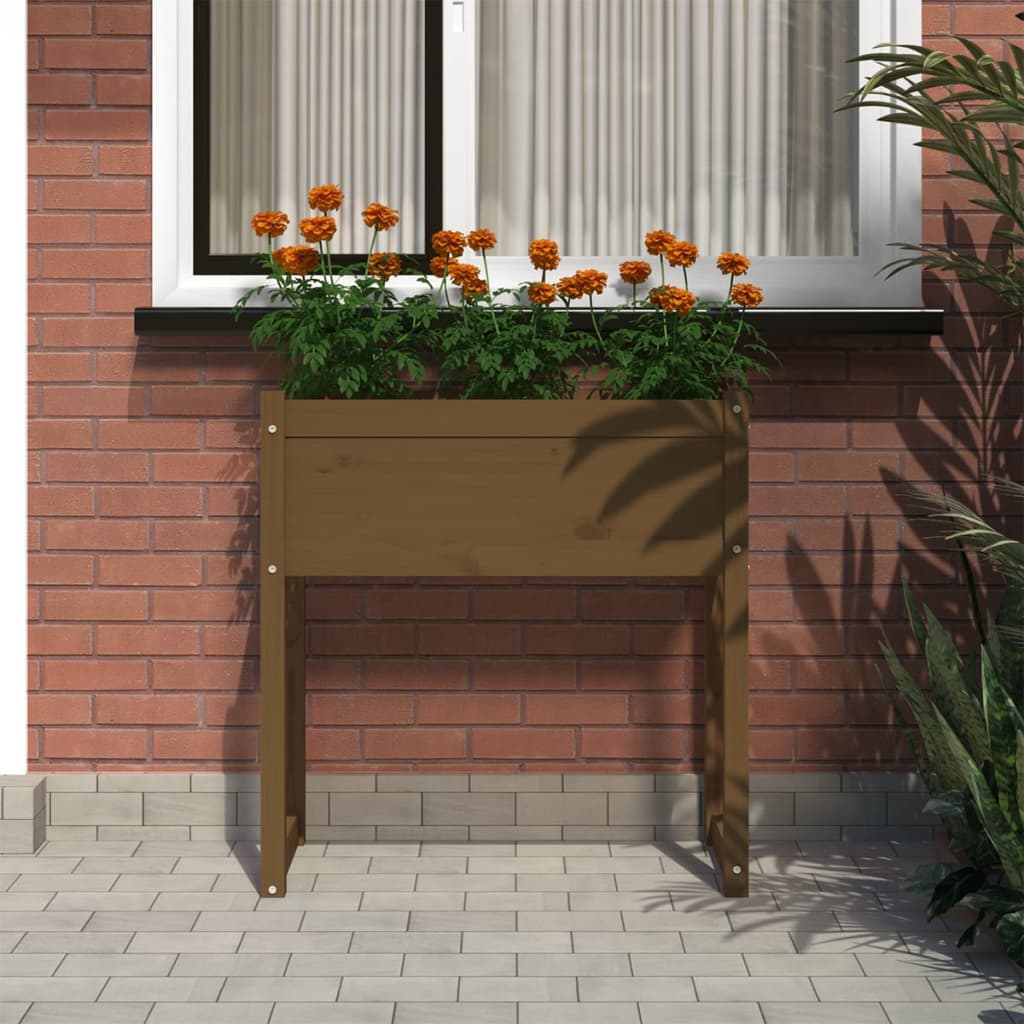 Fioriera Marrone Ambra 78x40x81 cm in Legno Massello di Pino