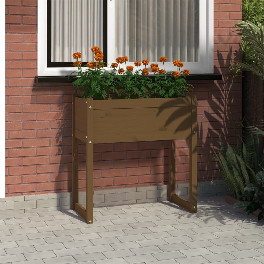 Fioriera Marrone Ambra 78x40x81 cm in Legno Massello di Pino