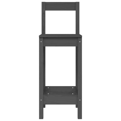 Sedie da Bar 2 pz Grigie 40x41,5x112 cm Legno Massello di Pino