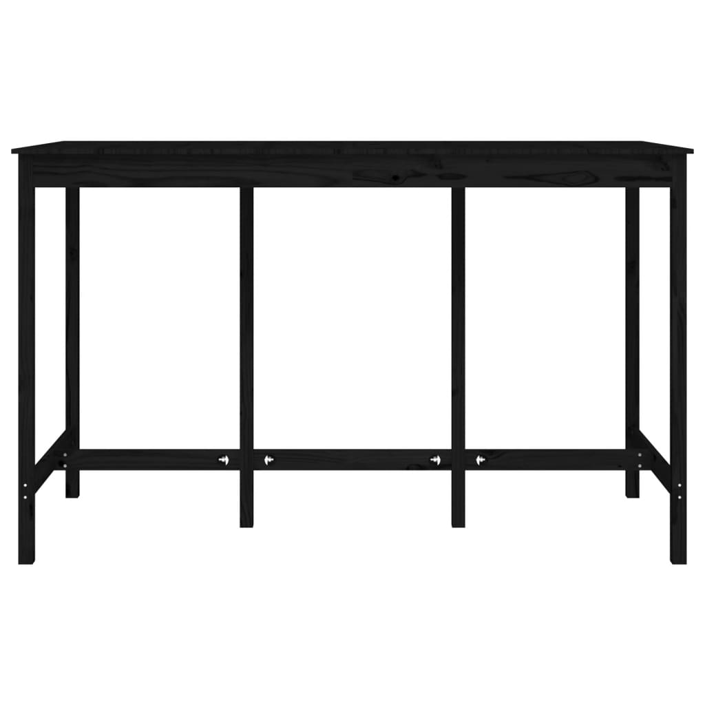 Tavolo da Bar Nero 180x80x110 cm in Legno Massello di Pino