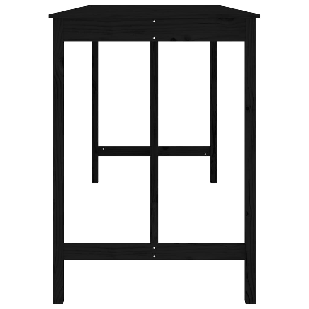 Tavolo da Bar Nero 180x80x110 cm in Legno Massello di Pino
