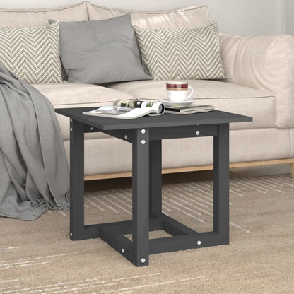 Tavolino da Salotto Grigio 50x50x45 cm Legno Massello di Pino