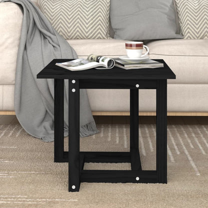 Tavolino da Salotto Nero 50x50x45 cm Legno Massello di Pino